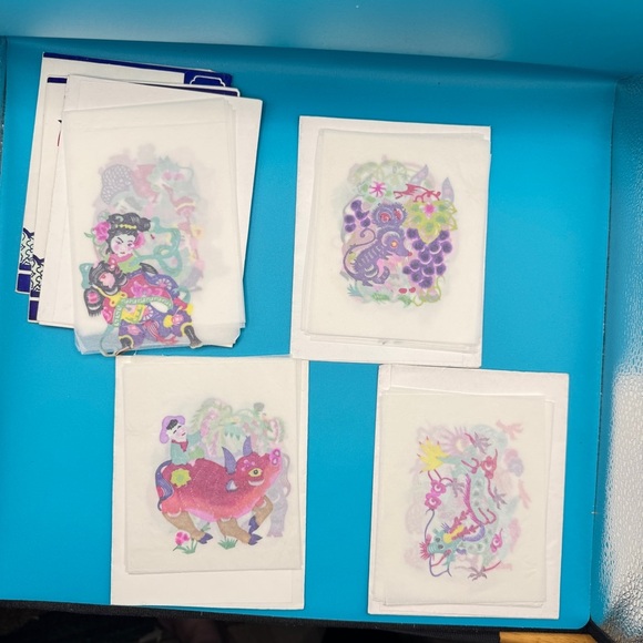 Vintage Chinese Paper-Cut Handicraft Folders Lot of 6 Folk Art Sets Jiǎnzhǐ - Picture 11 of 16